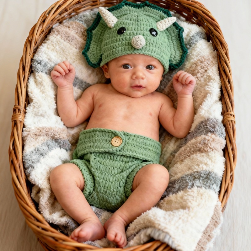 Photography Outfits - 2 pezzi di dinosauro all'uncinetto puntelli
